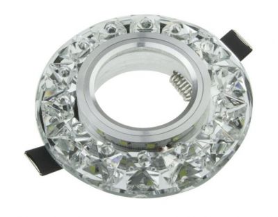 Kristall-Einbaurahmen rund mit LED-Deko-Beleuchtung im Rahmen (inkl. GU10 Fassung)
