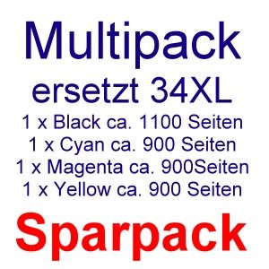 Druckerpatronen Sparpaket ersetzt EPSON T3471 bis T3474 / 34 XL (4 kompatible Patronen)
