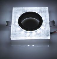 Glas-Einbaurahmen mit Glitzer ECKIG mit LED-Deko-Beleuchtung im Rahmen (inkl. GU10 Fassung)